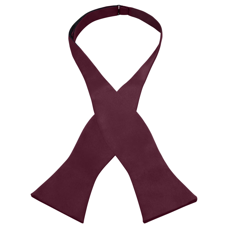 Men's Burgundy Self-Tie Satin Bow Tie