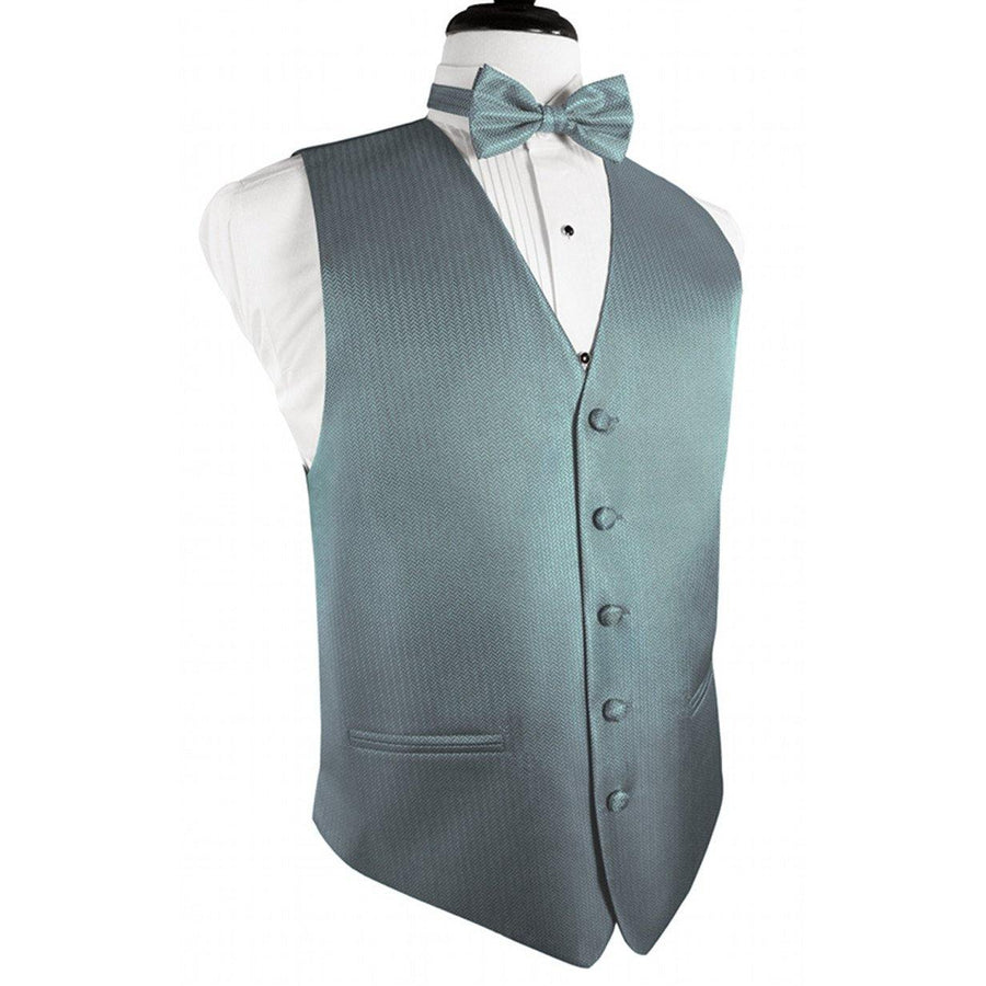 Dress Form Displaying a Cloudy Blue Herringbone Mens Wedding Vest