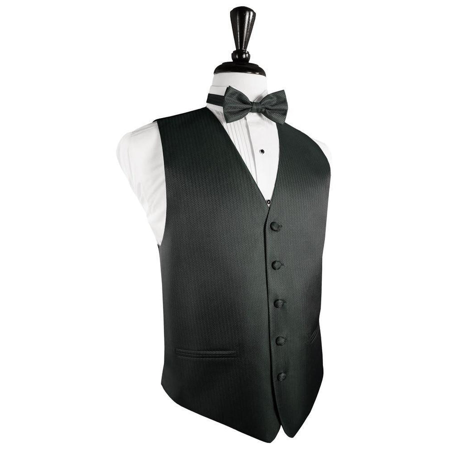 Dress Form Displaying a Asphalt Herringbone Mens Wedding Vest