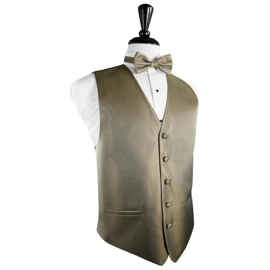 Dress Form Displaying a Champagne Herringbone Mens Wedding Vest