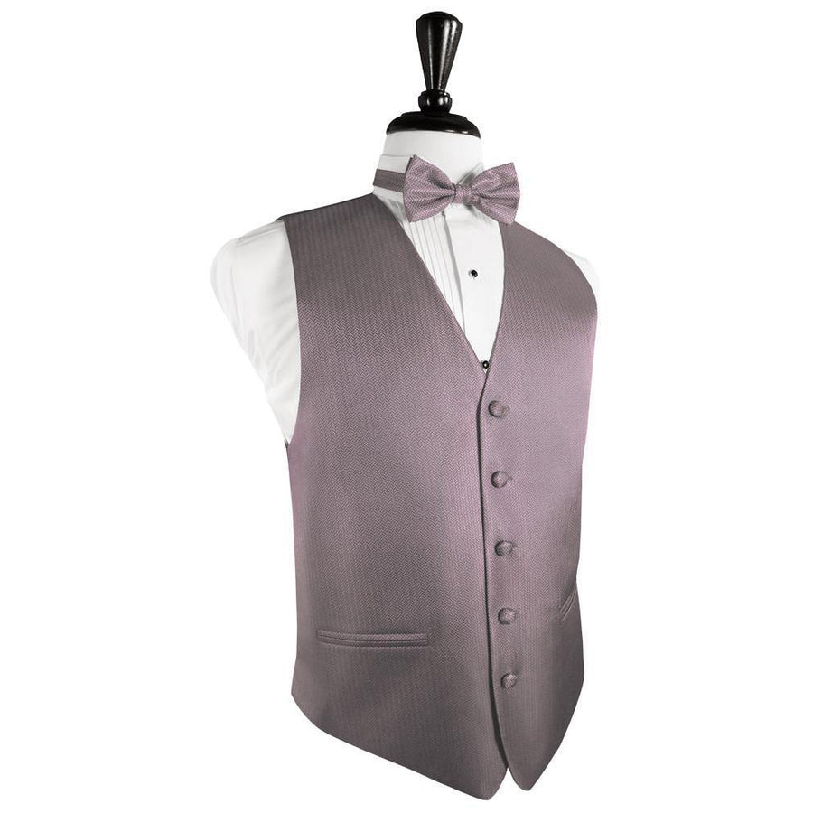 Dress Form Displaying a Frosty Pink Herringbone Mens Wedding Vest