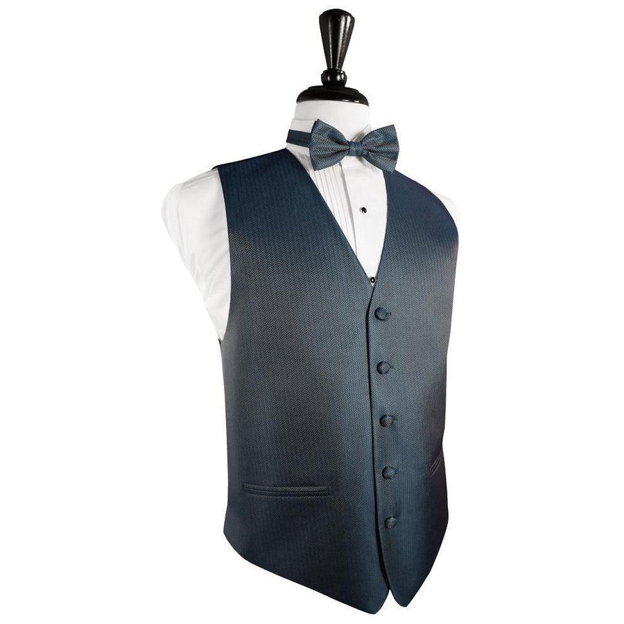 Dress Form Displaying a Haze Blue Herringbone Mens Wedding Vest