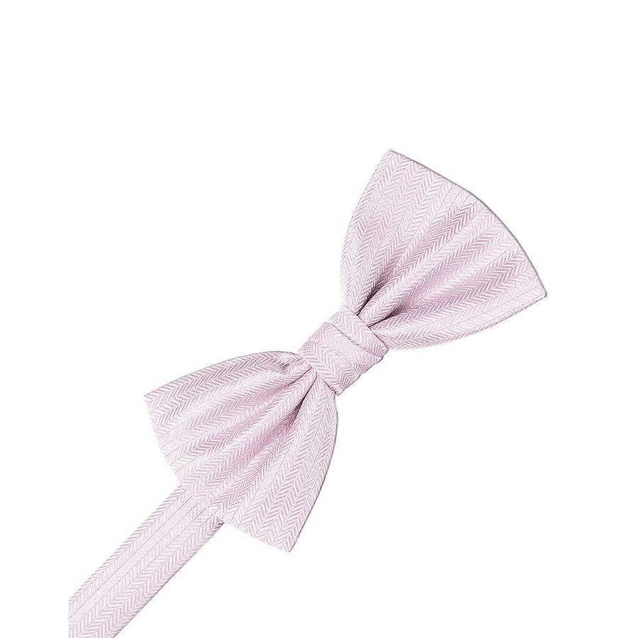 Mens Herringbone Light Pink Pre Tied Bow Tie