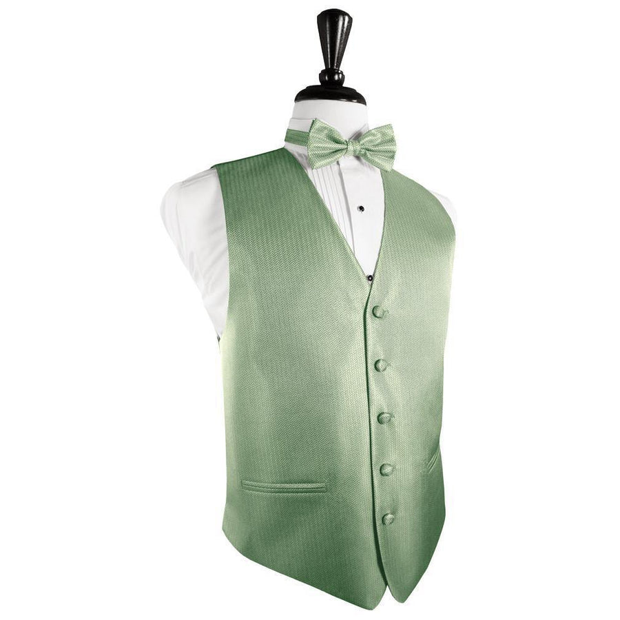 Dress Form Displaying a Mint Herringbone Mens Wedding Vest