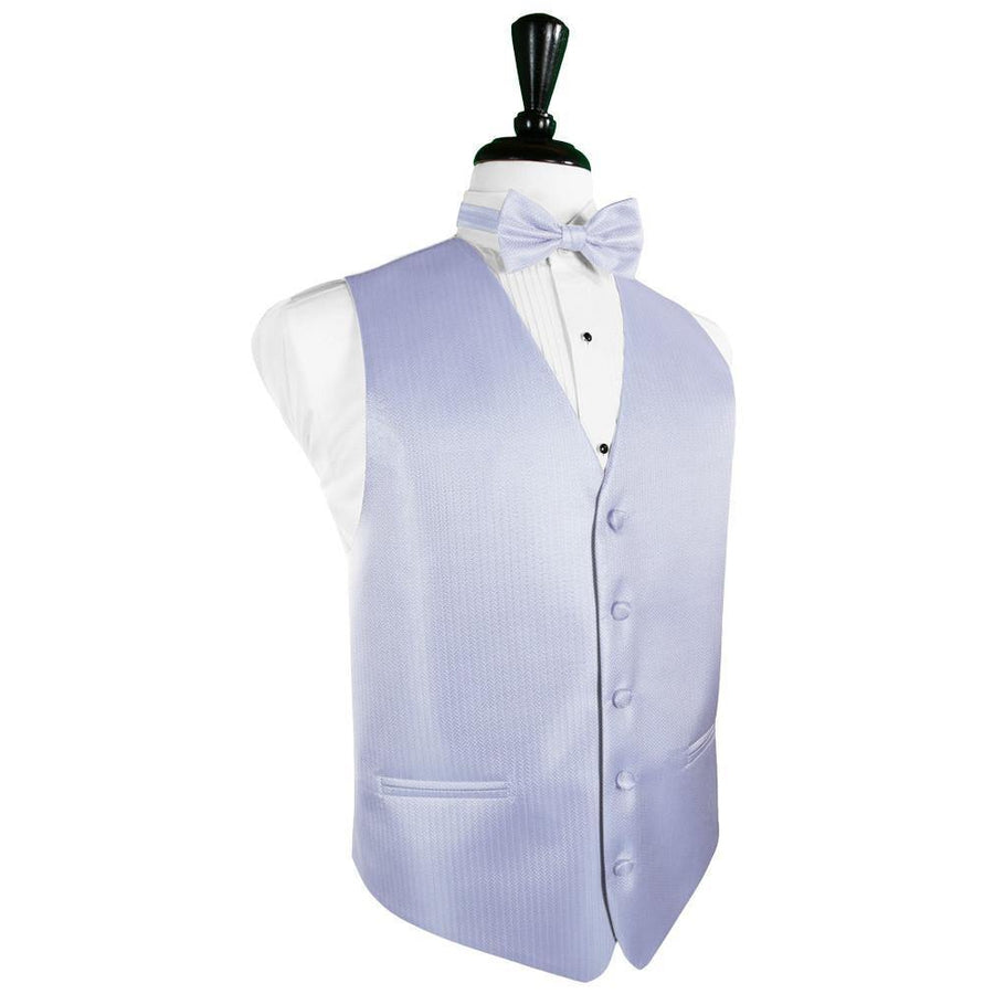 Dress Form Displaying a Periwinkle Herringbone Mens Wedding Vest