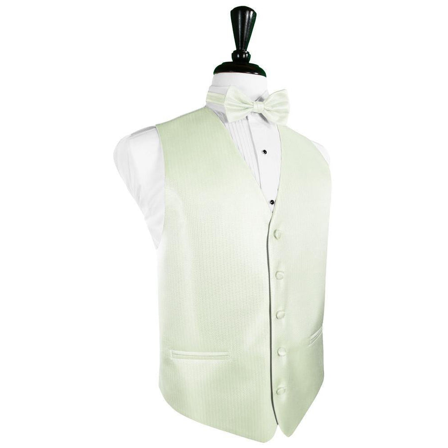 Dress Form Displaying a Pistachio Herringbone Mens Wedding Vest