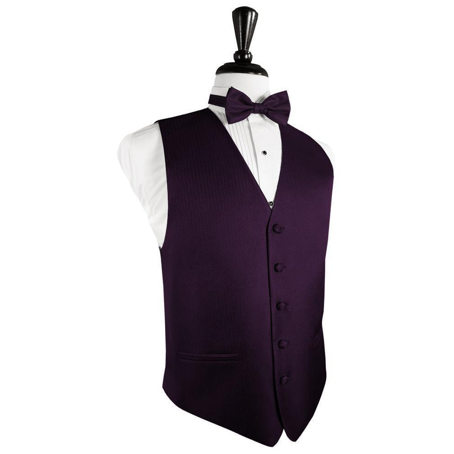 Dress Form Displaying a Raisin Herringbone Mens Wedding Vest