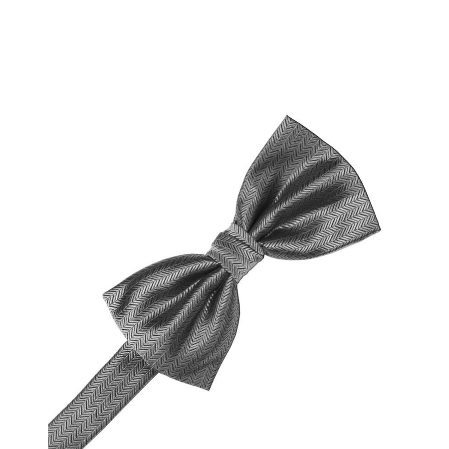 Mens Herringbone Silver Pre Tied Bow Tie