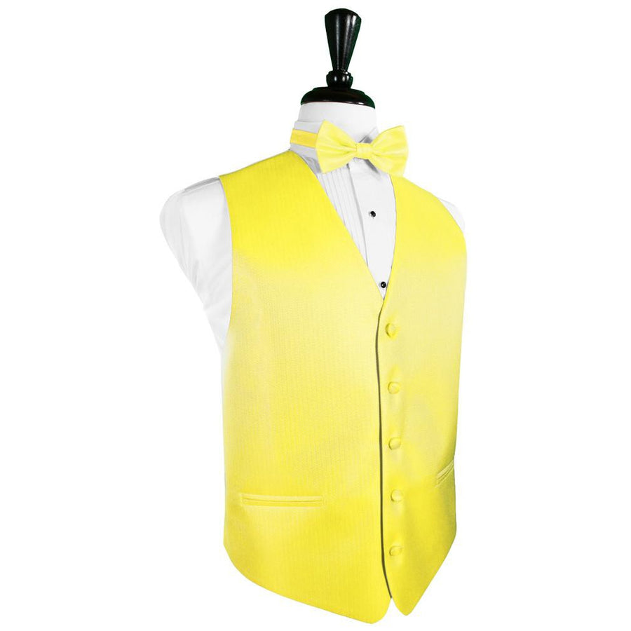 Dress Form Displaying a Sunbeam Yellow Herringbone Mens Wedding Vest