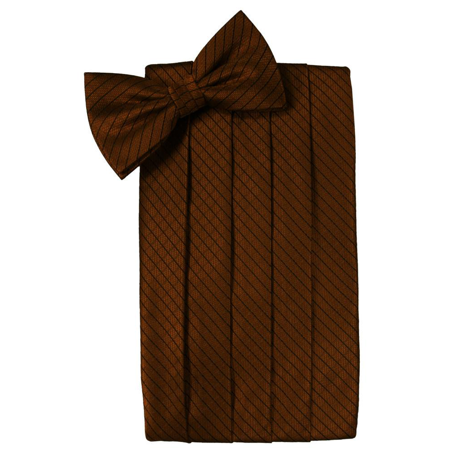 Mens Cinnamon Diamond Grid Pattern Bow Tie and Cummerbund Set