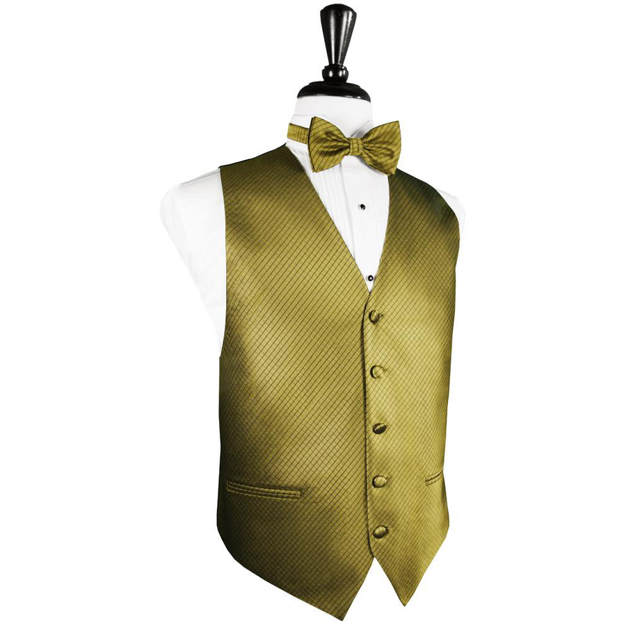 Dress Form Displaying a Gold Palermo Mens Wedding Vest