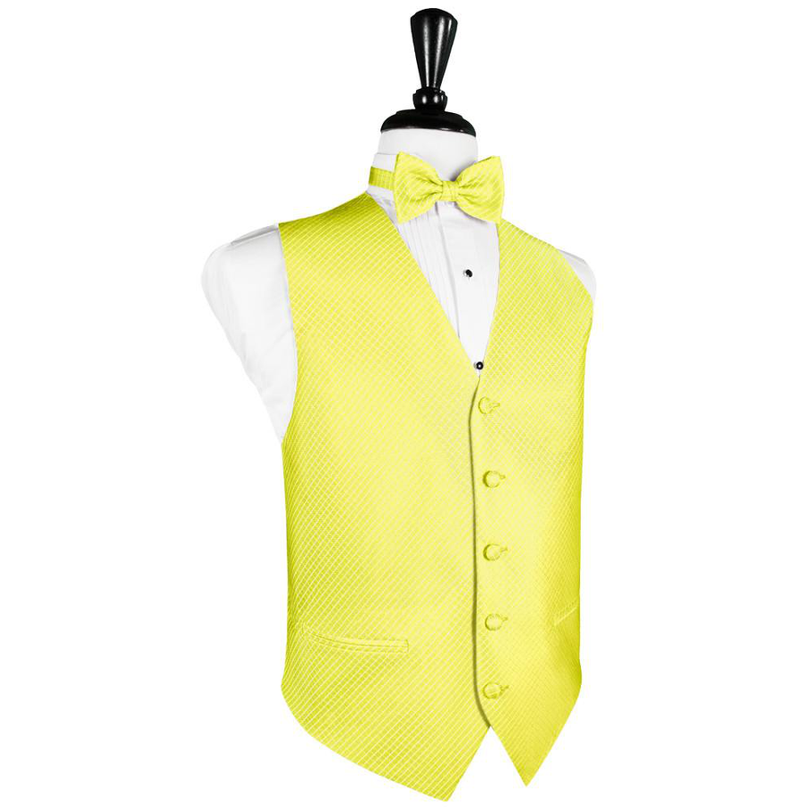 Dress Form Displaying a Lemon Palermo Mens Wedding Vest