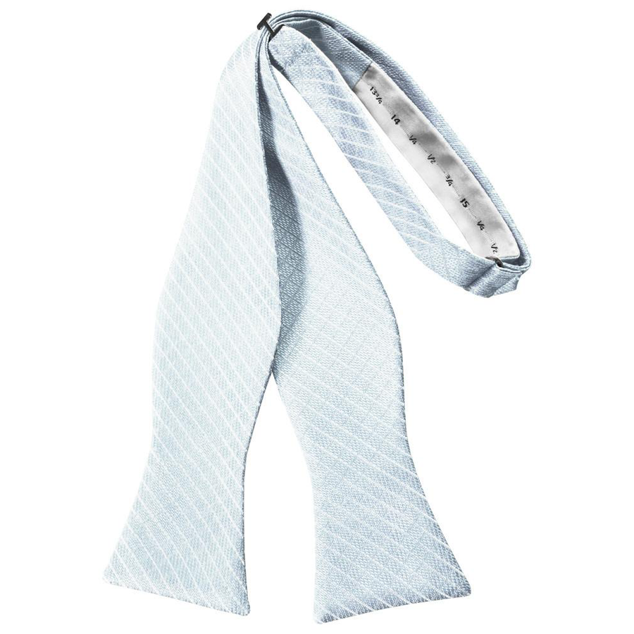 Mens Diamond Grid Pattern Powder Blue Self Tie Bow Tie