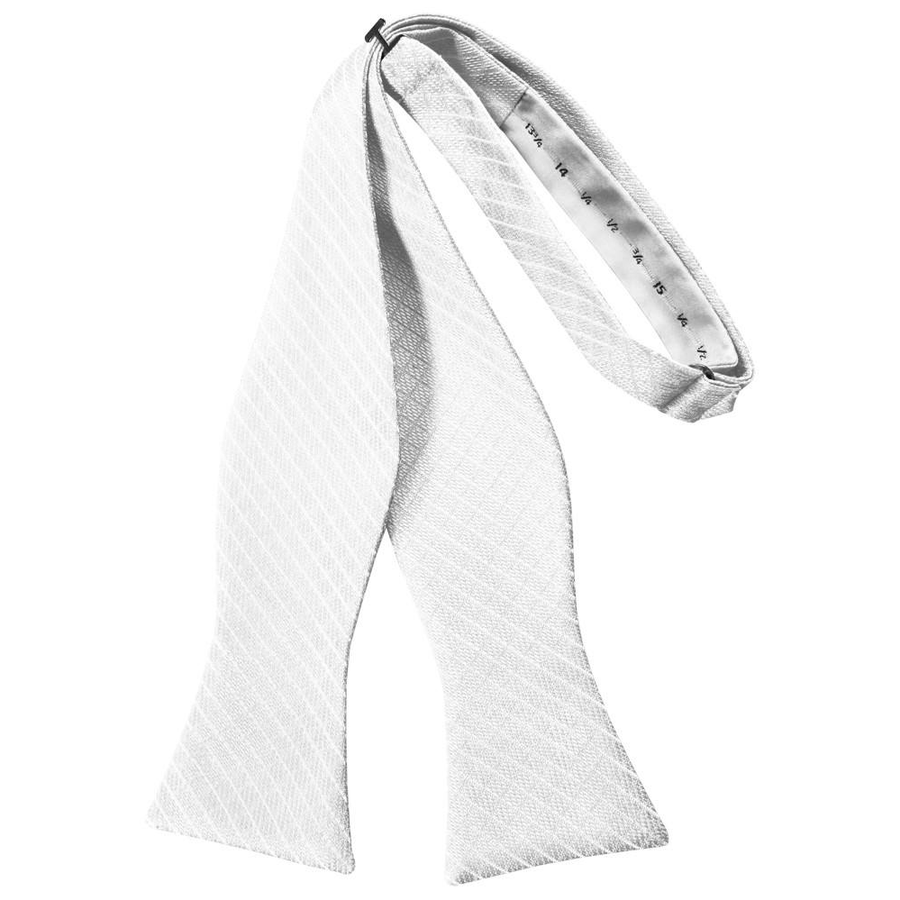 Mens Diamond Grid Pattern White Self Tie Bow Tie