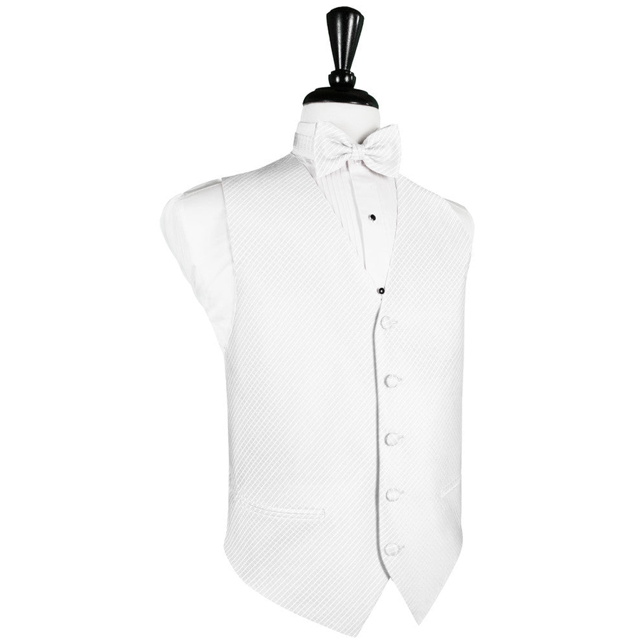Dress Form Displaying a White Palermo Mens Wedding Vest
