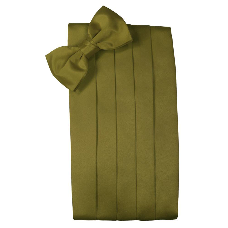 Mens Fern Green Satin Bow Tie and Cummerbund Set