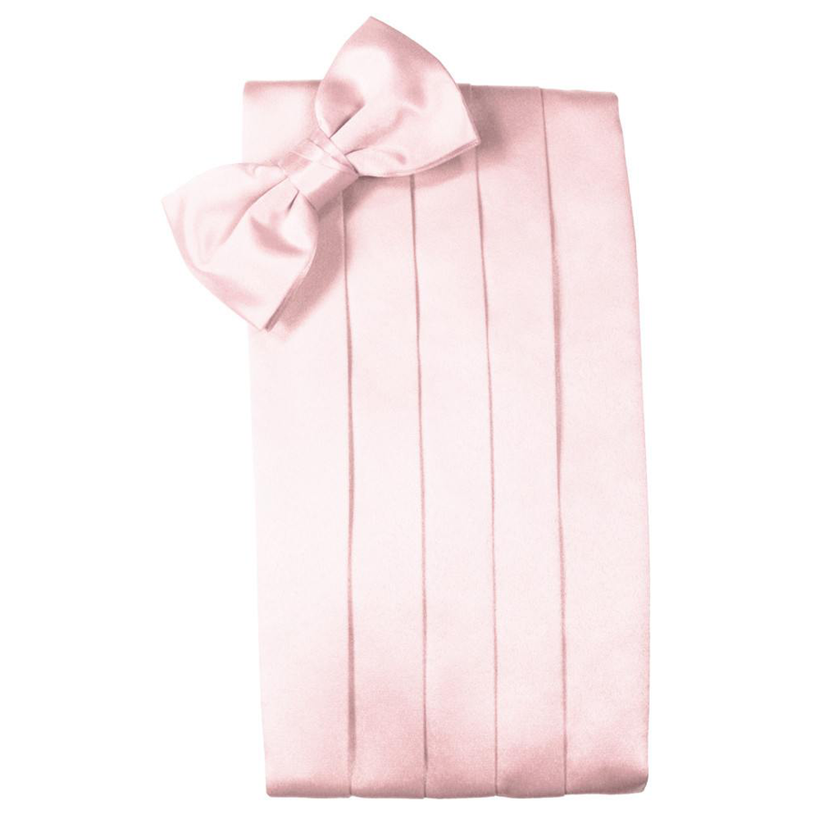 Mens Pink Satin Bow Tie and Cummerbund Set