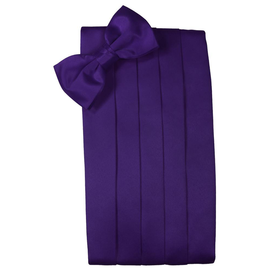 Mens Purple Satin Bow Tie and Cummerbund Set
