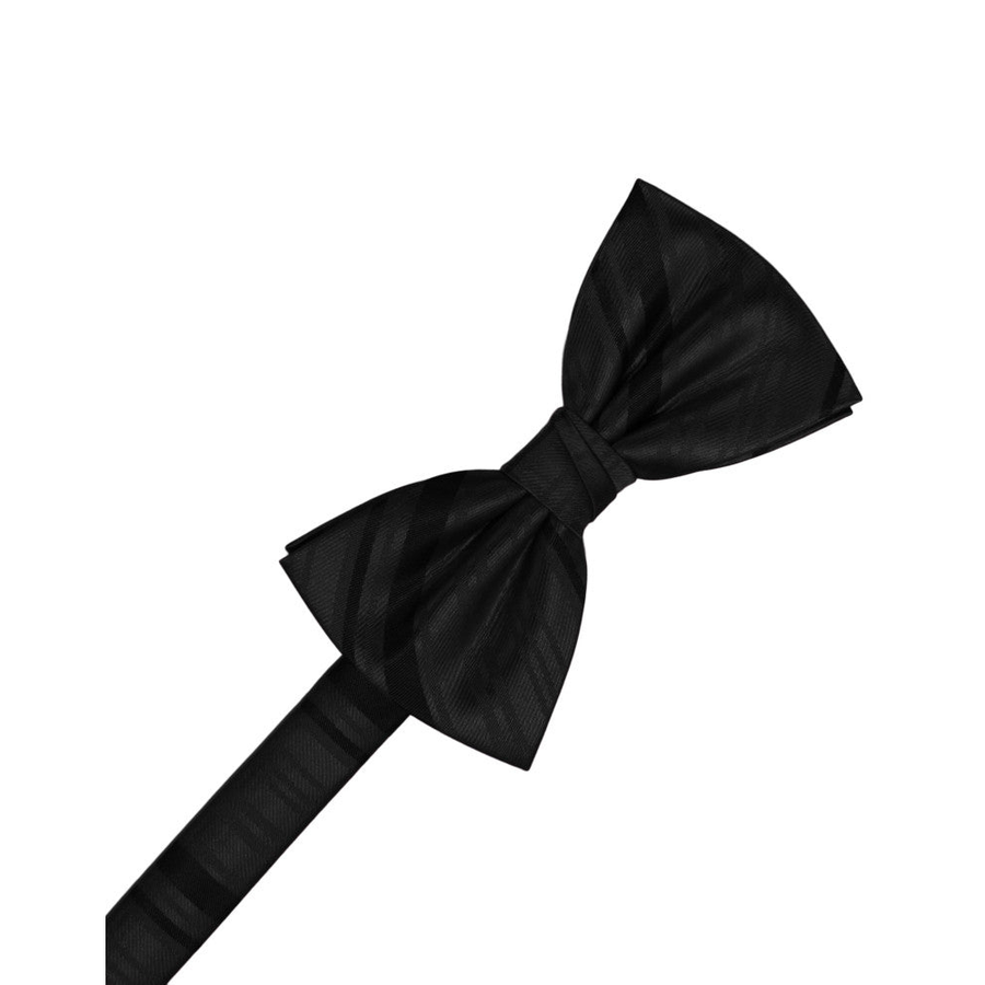 Mens Striped Satin Black Formal Bow Tie