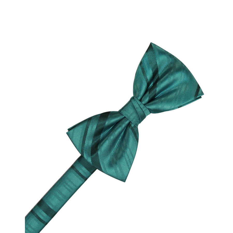 Mens Striped Satin Jade Formal Bow Tie
