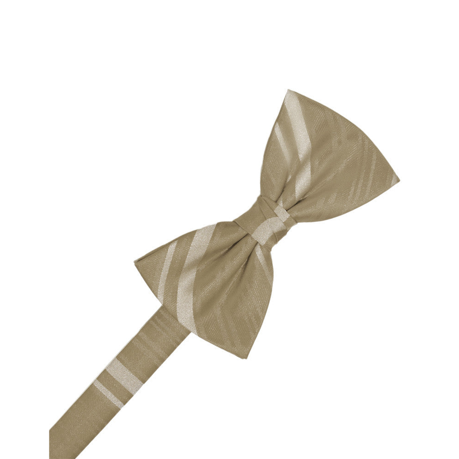 Mens Striped Satin Latte Formal Bow Tie