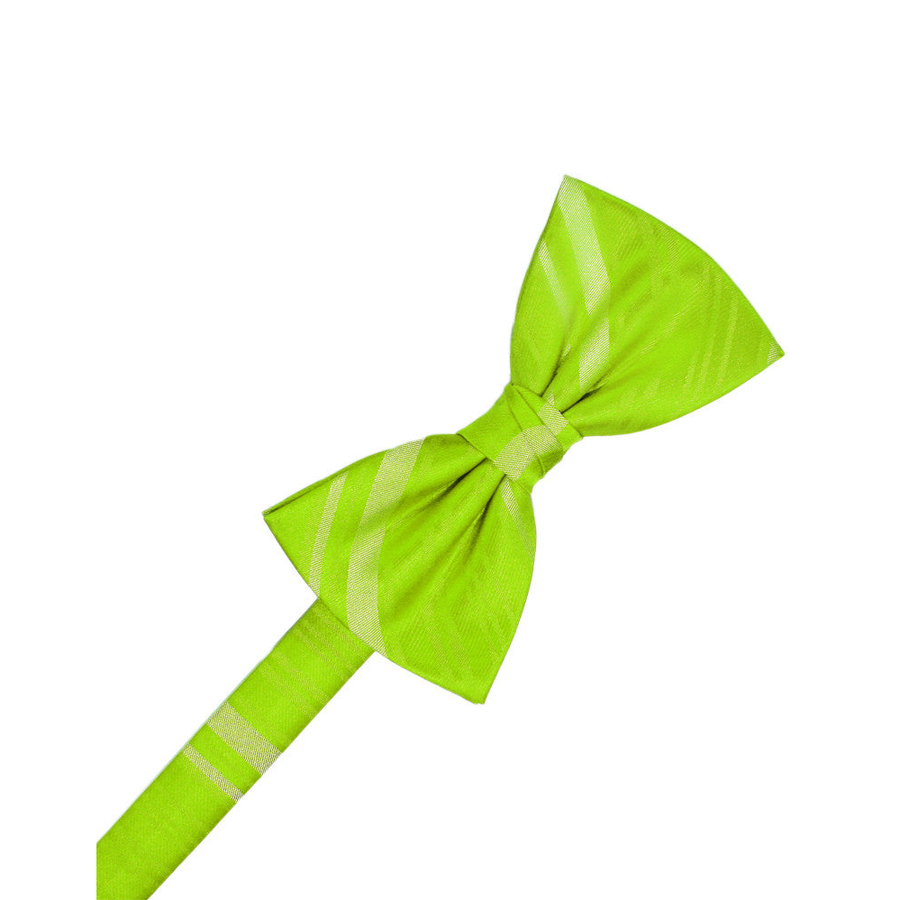 Mens Striped Satin Lime Formal Bow Tie