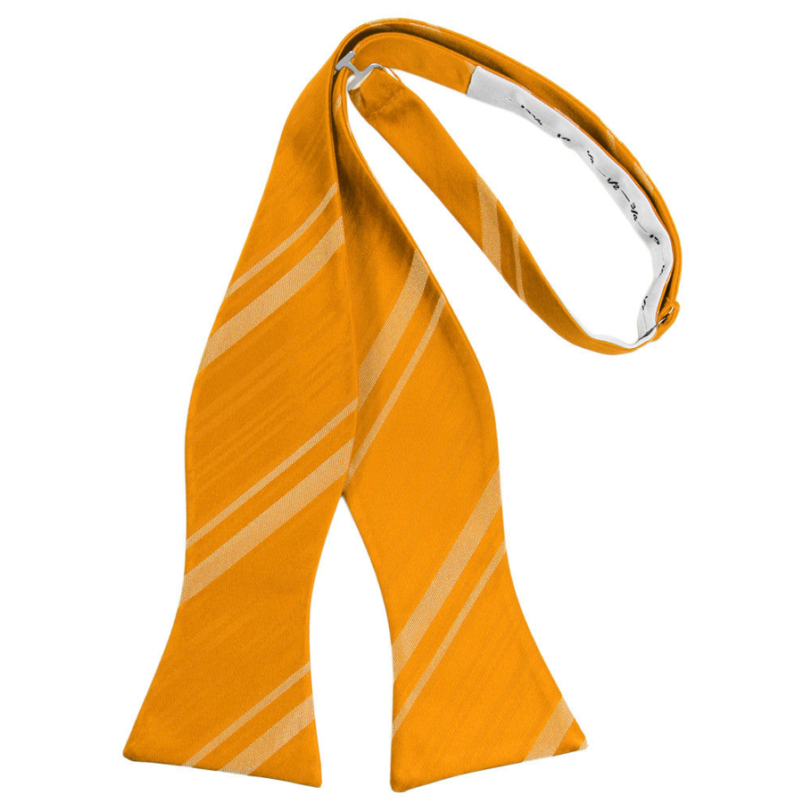 Mens Striped Satin Mandarin Self Tie Bow Tie