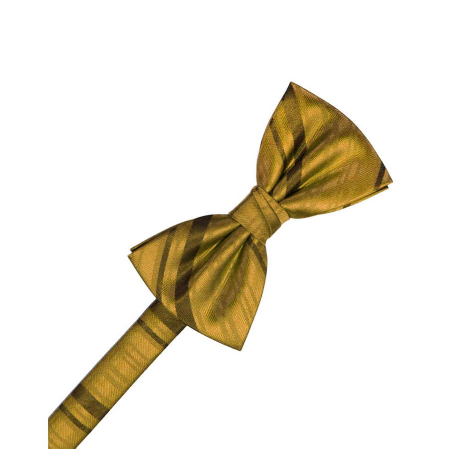 Mens Striped Satin New Gold Formal Bow Tie