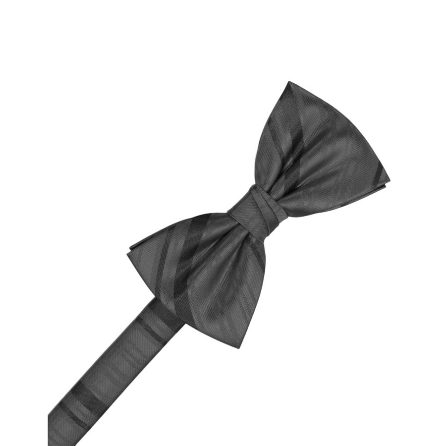 Mens Striped Satin Pewter Formal Bow Tie