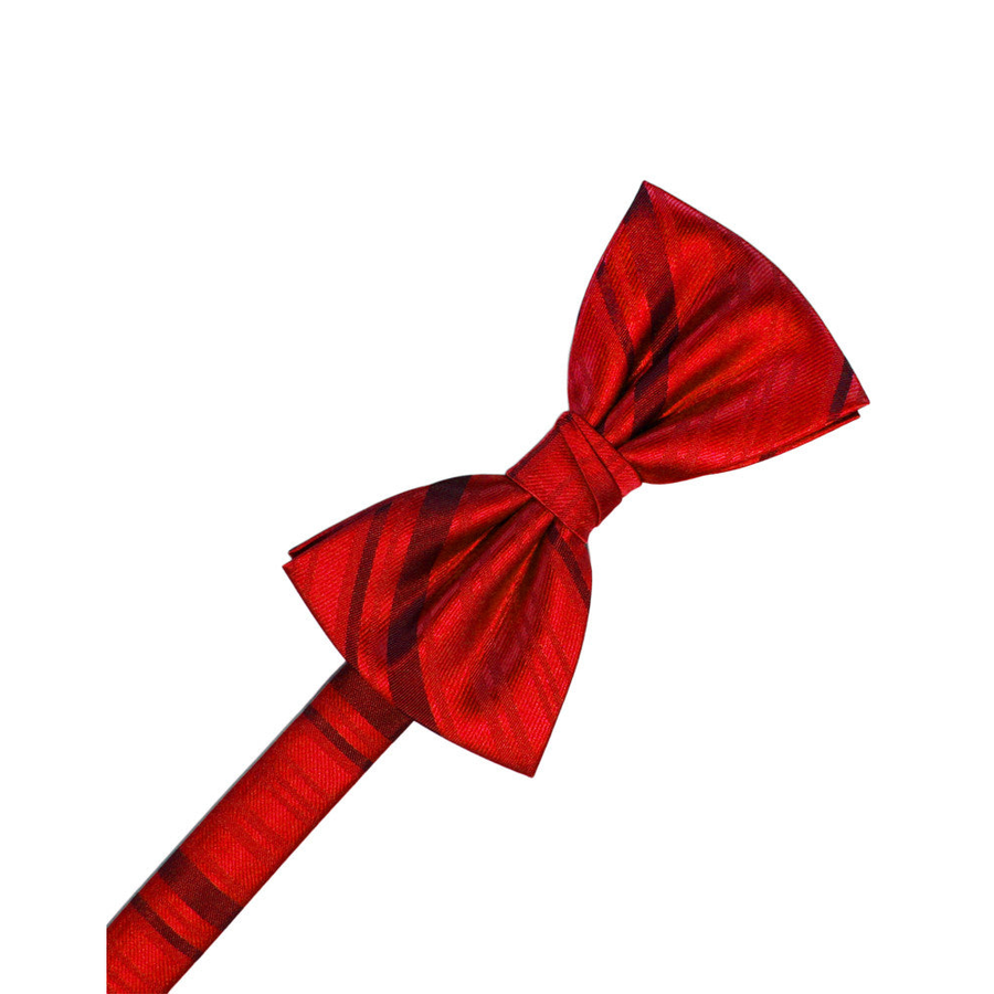 Mens Striped Satin Scarlet Formal Bow Tie