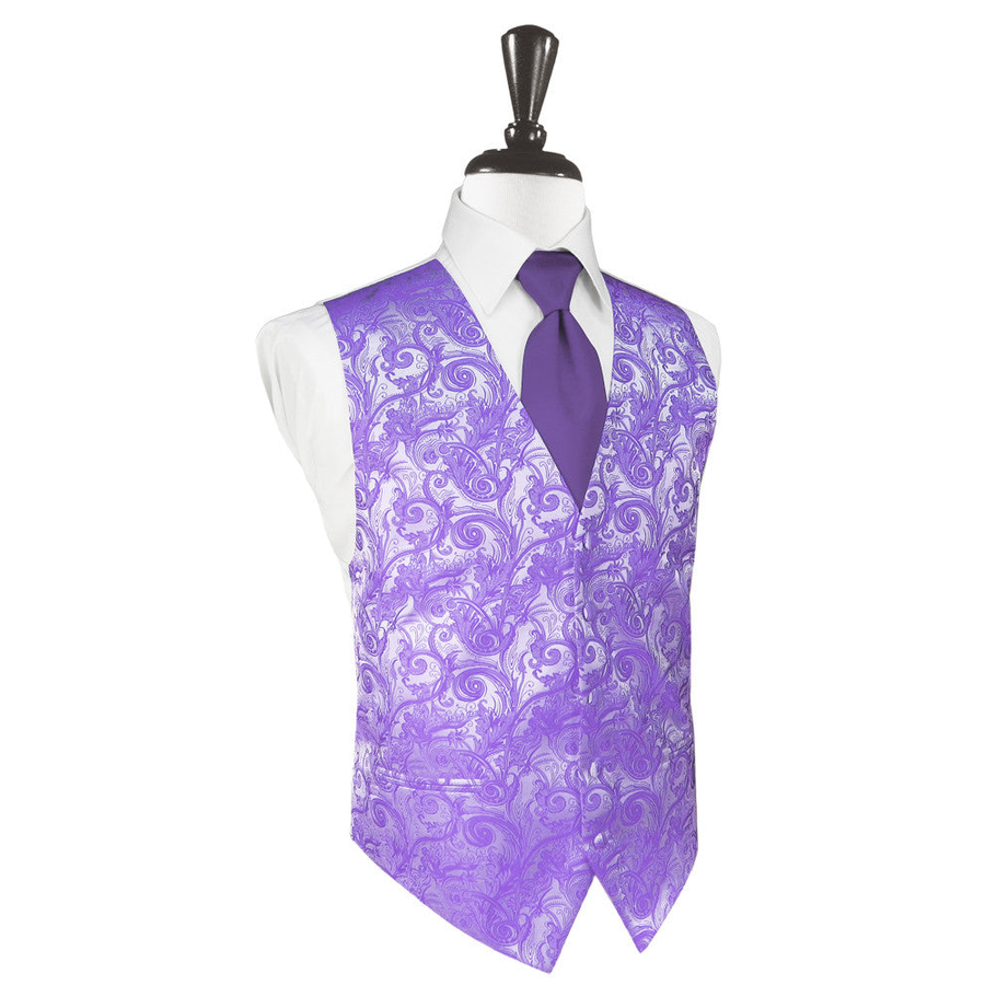Dress Form Displaying A Freesia Tapestry Mens Wedding Vest With Tie