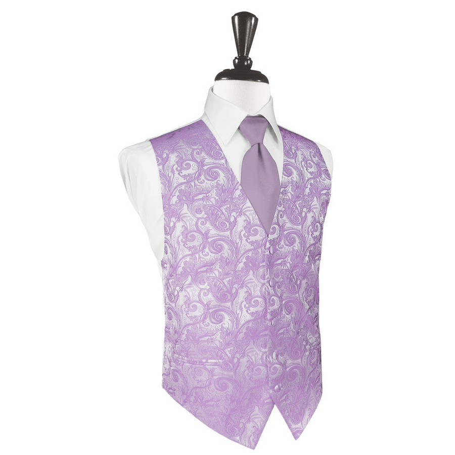 Dress Form Displaying A Heather Tapestry Mens Wedding Vest With Tie
