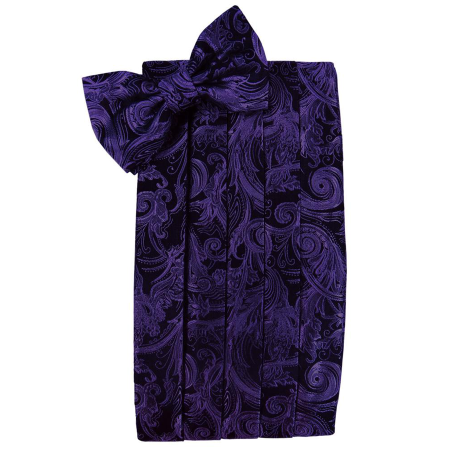 Mens Purple Tapestry Bow Tie and Cummerbund Set