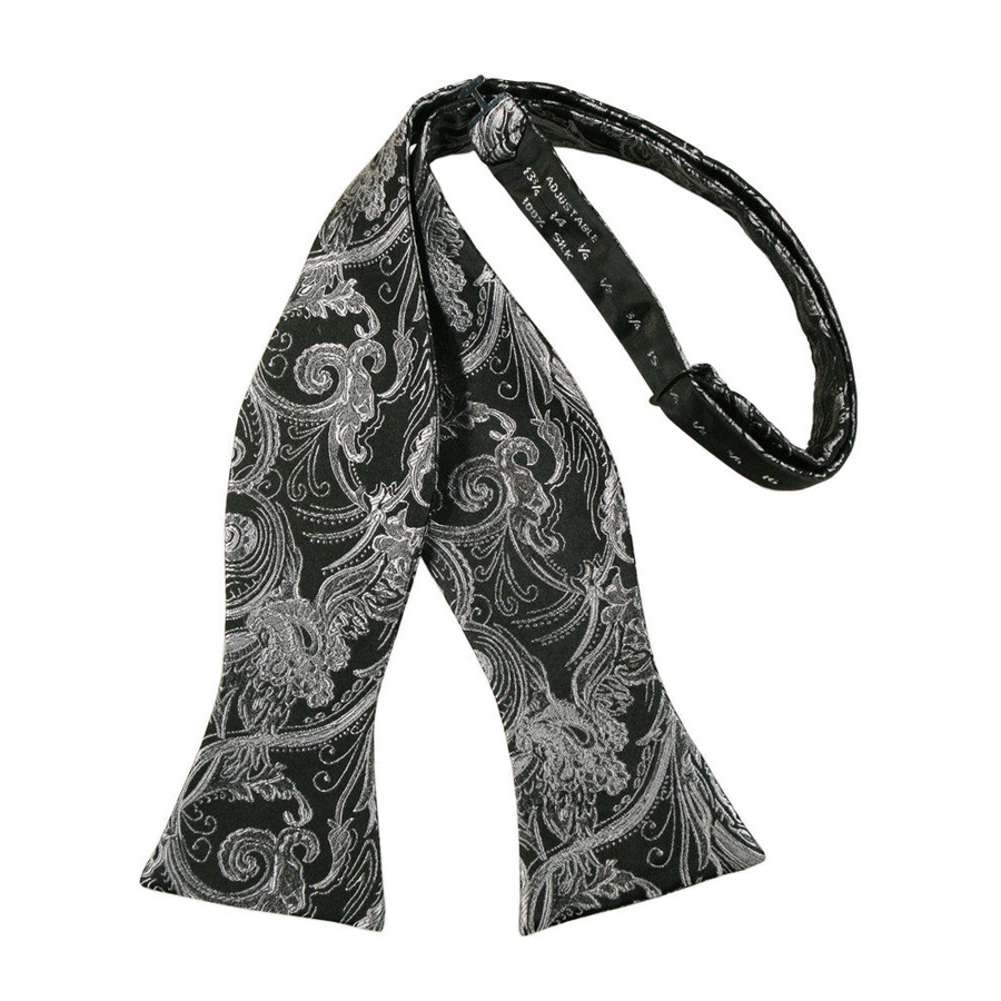 Mens Tapestry Silk Silver Self Tie Bow Tie