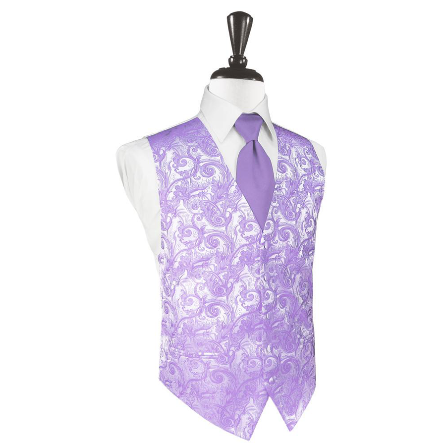 Dress Form Displaying A Wisteria Tapestry Mens Wedding Vest With Tie