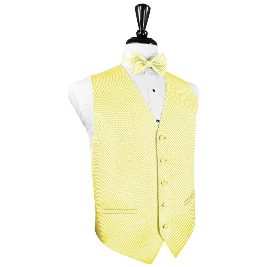 Dress Form Displaying A Buttercup Venetian Mens Wedding Vest