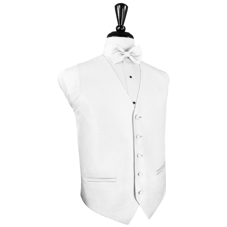 Dress Form Displaying A White Venetian Mens Wedding Vest